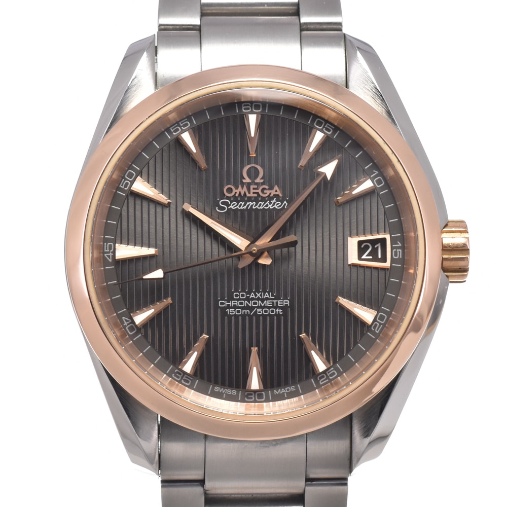 オメガ OMEGA 231.20.39.21.06.003 シーマスター アクアテラ グレー 自動巻き メンズ 美品 箱・保証書付き 腕時計 N#150969