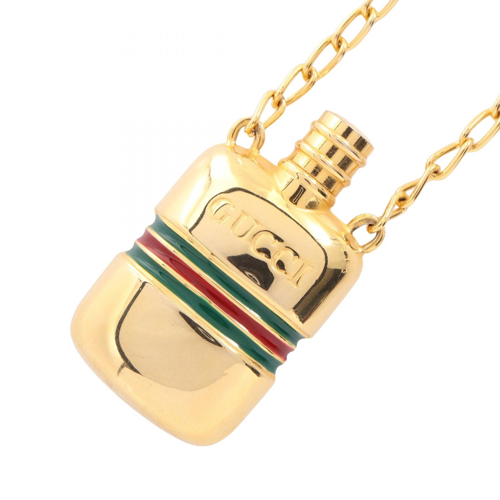 グッチ GUCCI パフュームボトル ロング ネックレス ジュエリー GP(ゴールドメッキ) レディース ゴールド系 / グリーン系 / レッド系 【中古】