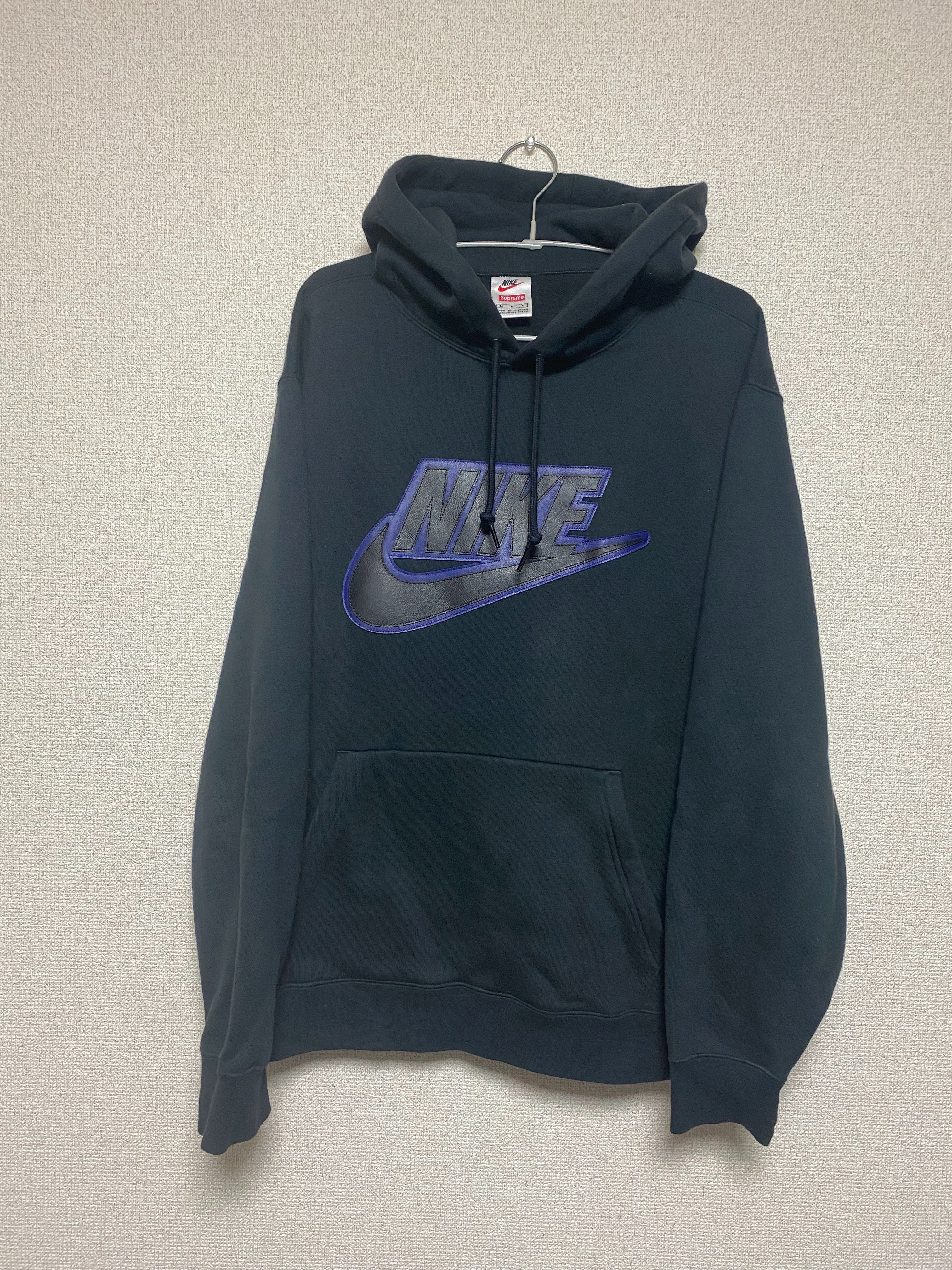 Supreme / Nike® Leather Appliqué Hooded Sweatshirt "Black"