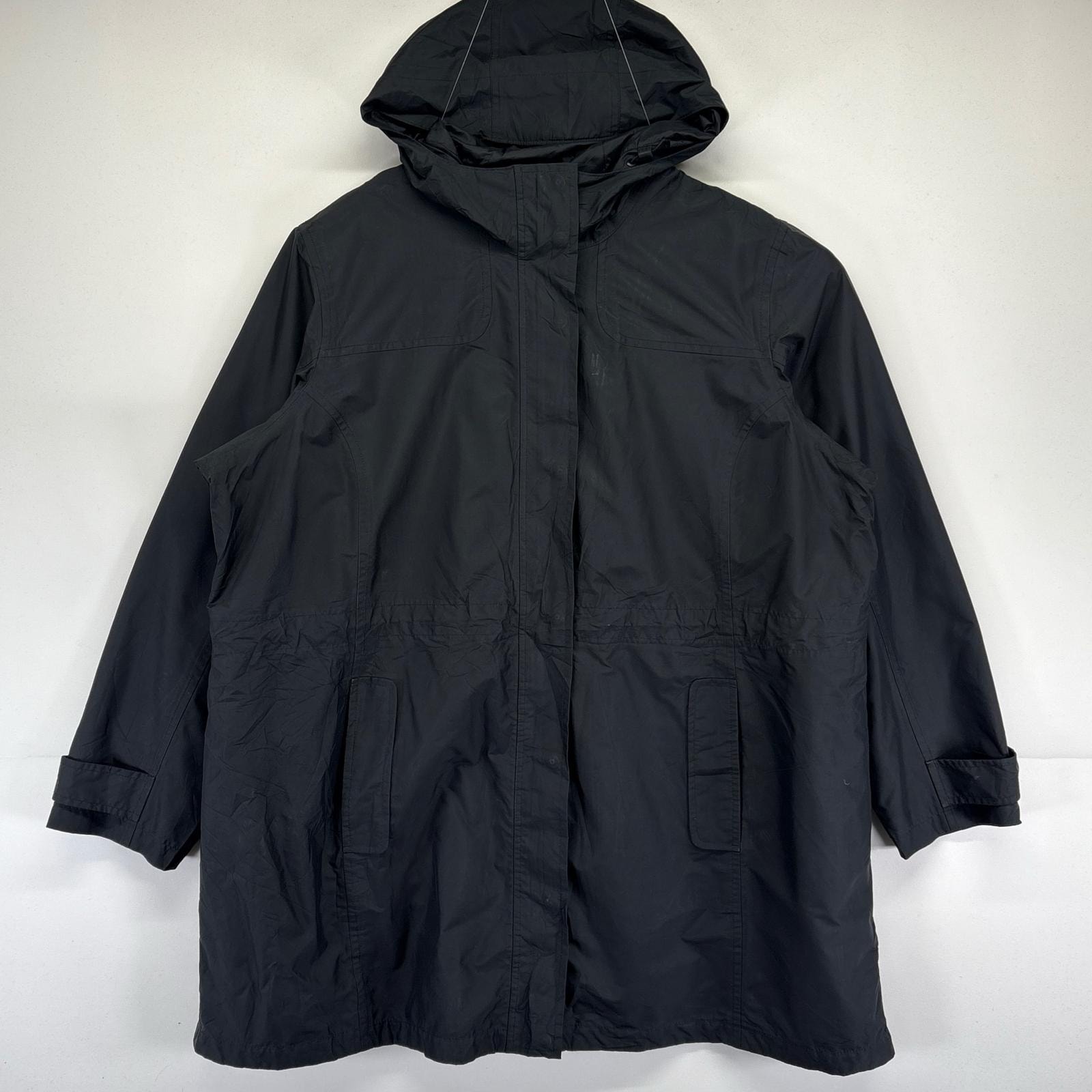 古着 エルエルビーン L.L.Bean ナイロンジャケット 裏地メッシュ 大きいサイズ レインコート フルジップ 2XL  ブラック レディース