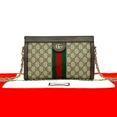 GUCCI グッチ オフィディア GG スモール レザー PVC ショルダーバッグ ブラウン
25737