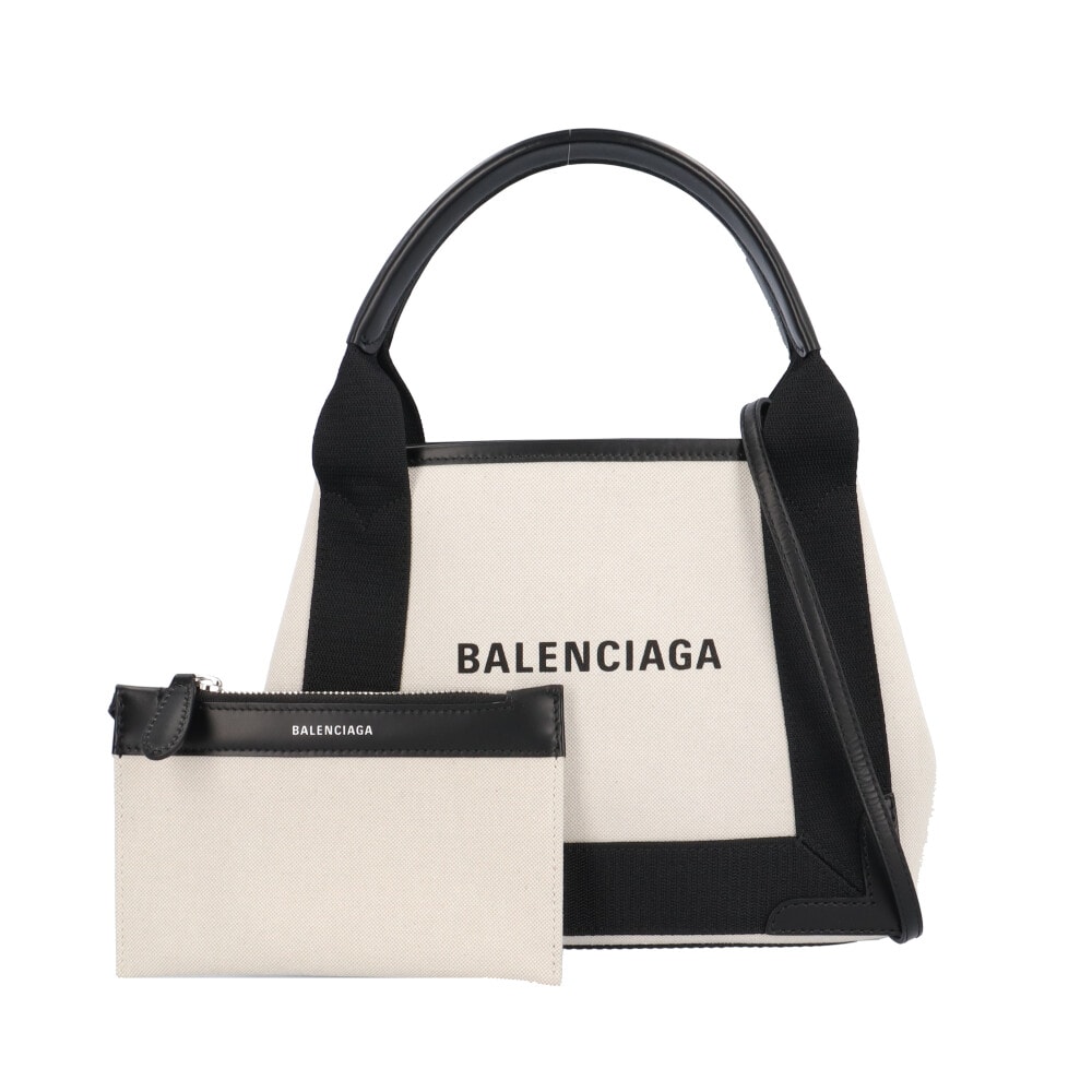 バレンシアガ ネイビーカバスXS ショルダーバッグ キャンバス 390346 ブラック レディース BALENCIAGA  中古