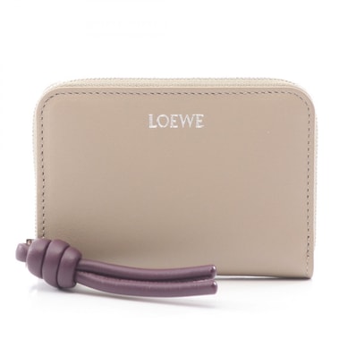 ロエベ LOEWE ジップ コインパース コインケース 財布 レザー レディース ベージュ系 CEM1ZCPX02 【中古】