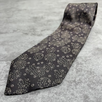 【Christian Dior】クリスチャンディオール ネクタイ 花火 フラワー ドット 水玉 小紋 総柄 ブラック グレー シルバー メンズ フォーマル