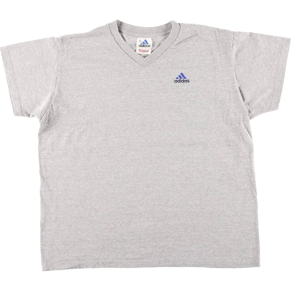 古着 90~00年代 アディダス adidas Vネック ワンポイントロゴTシャツ USA製 メンズXL相当 ヴィンテージ/eaa626126