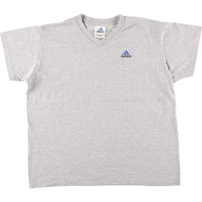 古着 90~00年代 アディダス adidas Vネック ワンポイントロゴTシャツ USA製 メンズXL相当 ヴィンテージ/eaa626126