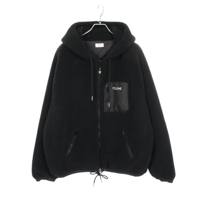 セリーヌ CELINE フード付き ボア 衣料品 アウター アクリル レディース ブラック系 2Y30H699M 【中古】