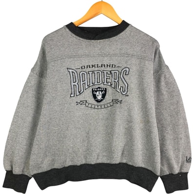 古着 90~00年代 リー Lee SPORT ストライプ柄 Vネック NFL LAS VEGAS RAIDERS ラスベガスレイダース スウェットシャツ トレーナー メンズL相当/eaa595819