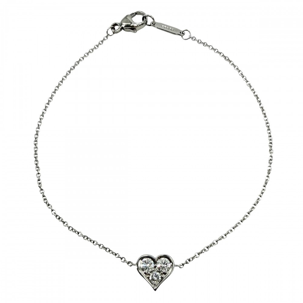 TIFFANY&Co. ティファニー ブレスレット センチメンタルハート ジュエリー アクセサリー Pt950プラチナ    ダイヤモンド レディース 約2.5g 美品【中古品】