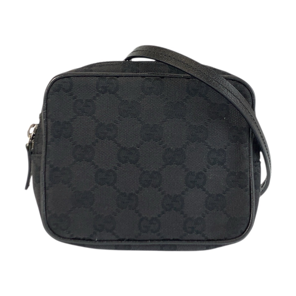 美品 GUCCI グッチ ブラック 黒 シルバー金具 GGキャンバス レザー/ ショルダーバッグ ポシェット 600677 【中古】