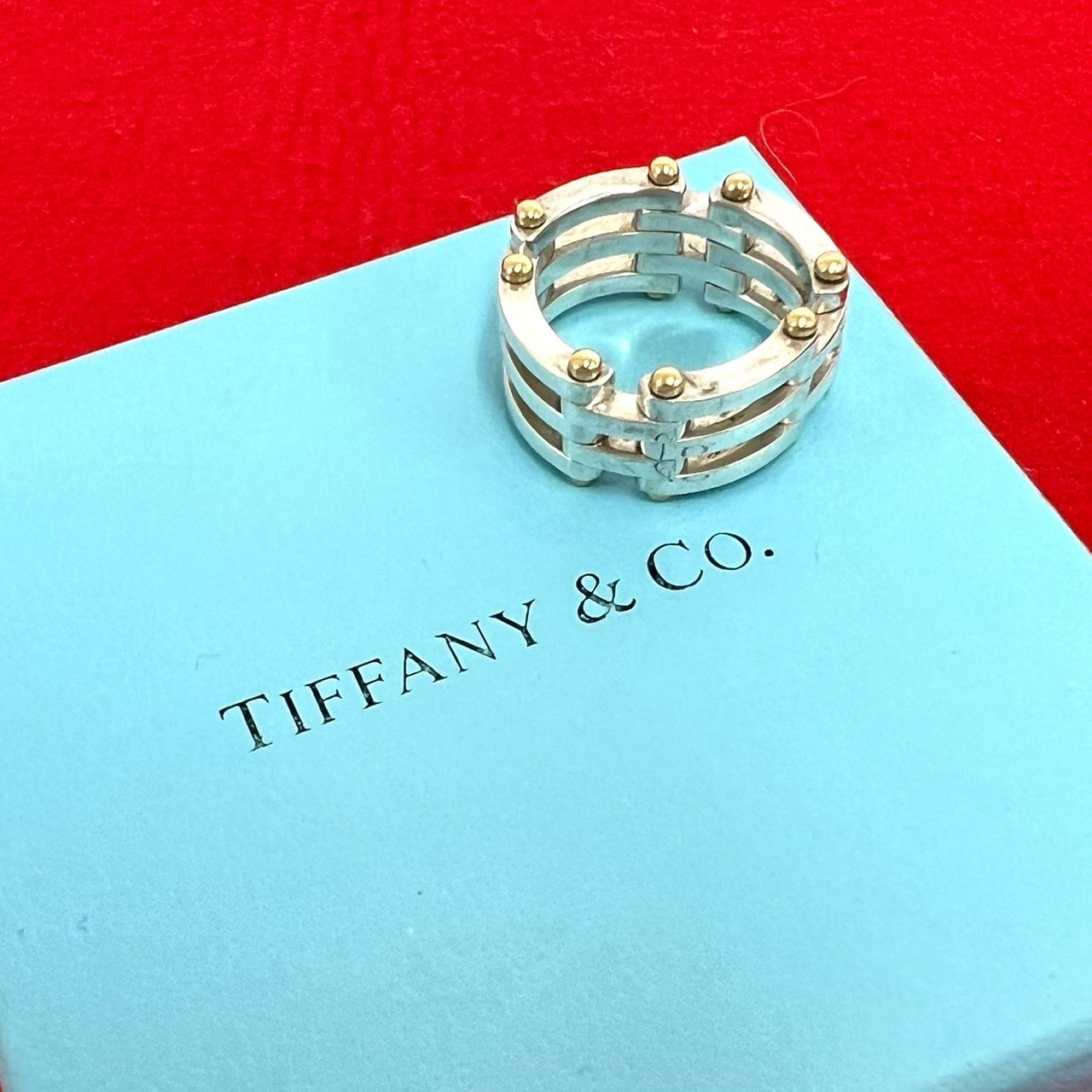TIFFANY&Co. ティファニー ゲート リング シルバー925 K18イエローゴールド リング・指輪 14号 シルバー
 11153