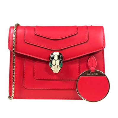 ブルガリ セルペンティ フォーエバー ショルダーバッグ レザー レッド レディース BVLGARI 中古