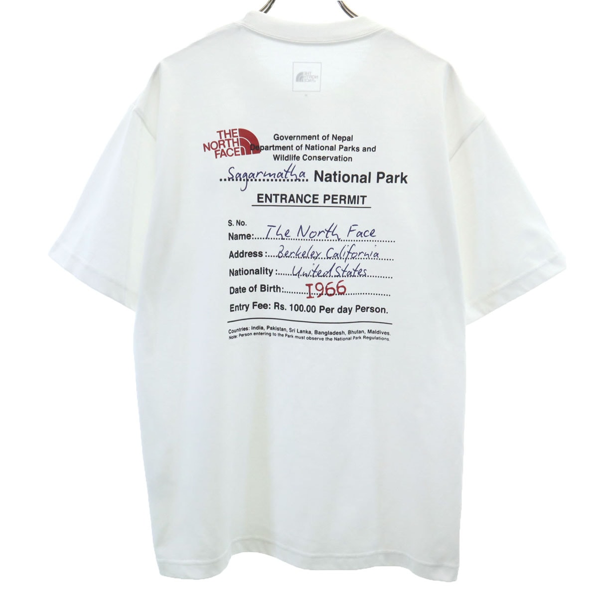 THE NORTH FACE ノースフェイス バックプリント 半袖 エントランスパーミッション Tシャツ M ホワイト NT32340 アウトドア
