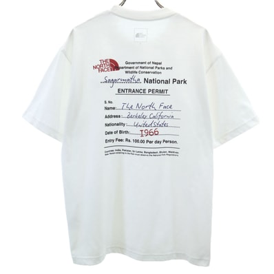 THE NORTH FACE ノースフェイス バックプリント 半袖 エントランスパーミッション Tシャツ M ホワイト NT32340 アウトドア