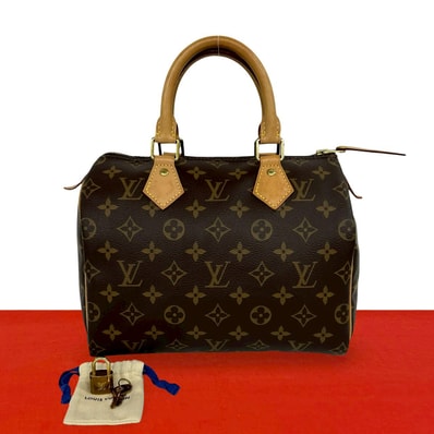 LOUIS VUITTON ルイヴィトン スピーディ 25 モノグラム レザー PVC ハンドバッグ ブラウン
98756