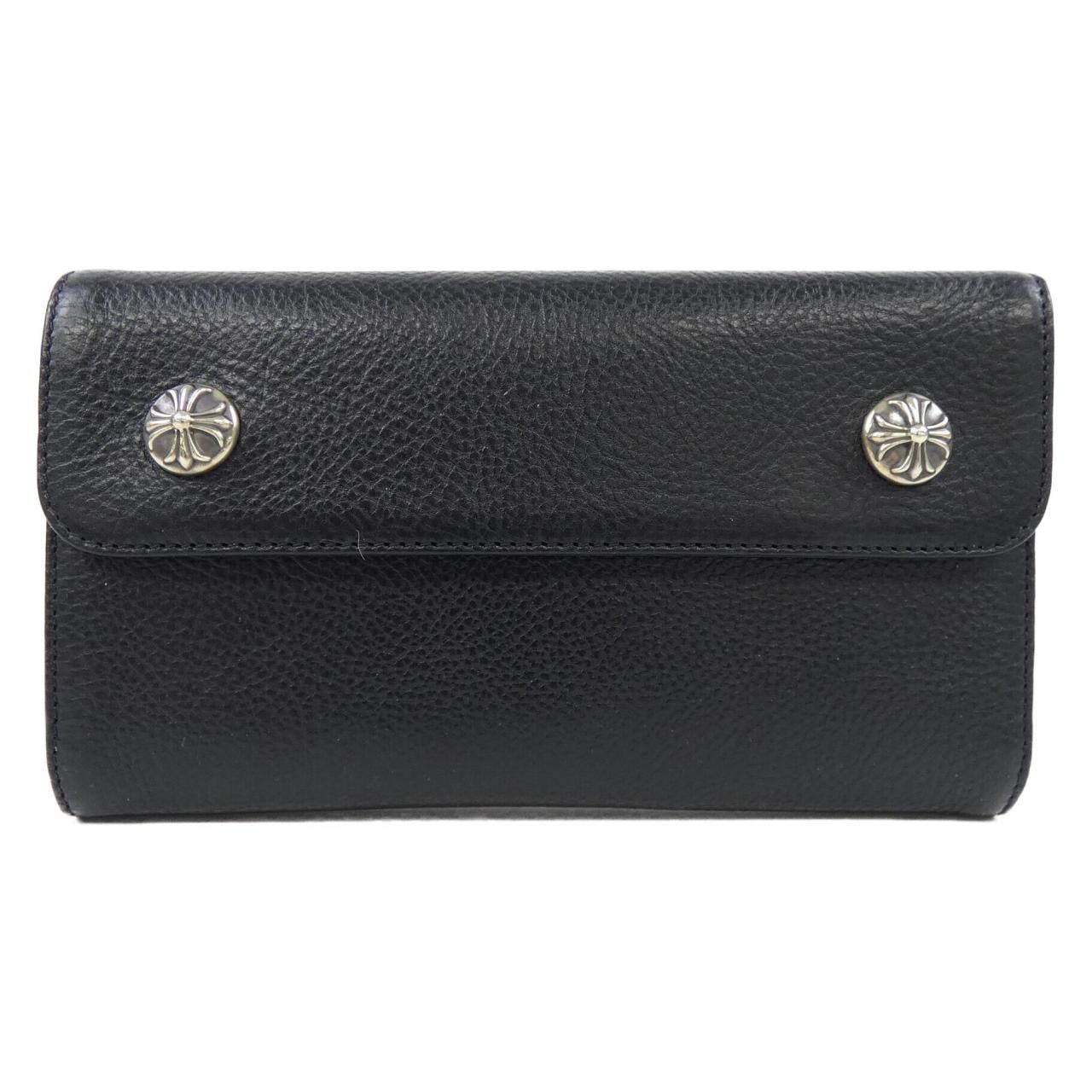 Chrome Hearts Wave Cross Ball Button Leather Wallet "Black/Silver"