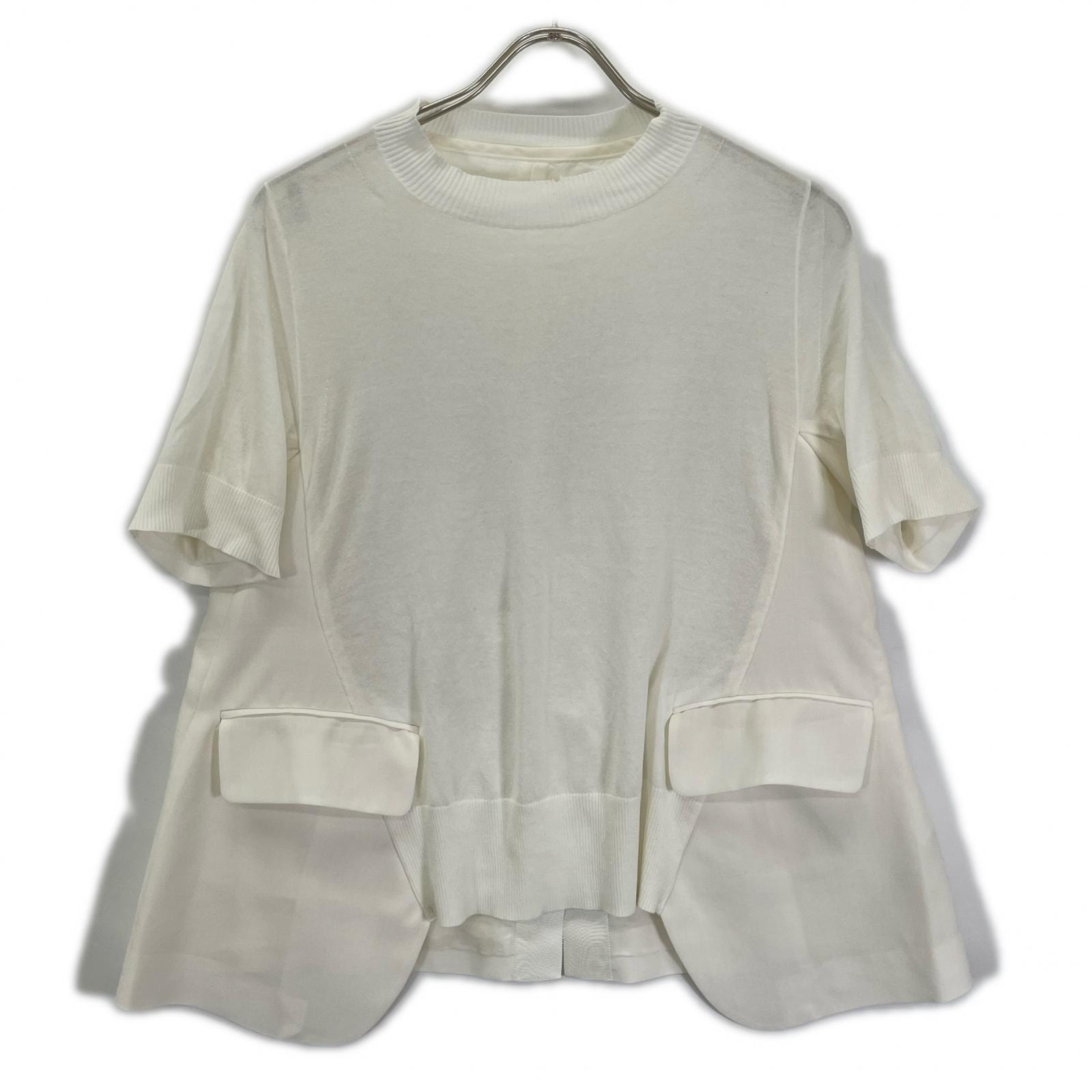 サカイ 26SS 26-08437 ホワイト WoolSuitingxCotton Knit Pullover カットソー 1