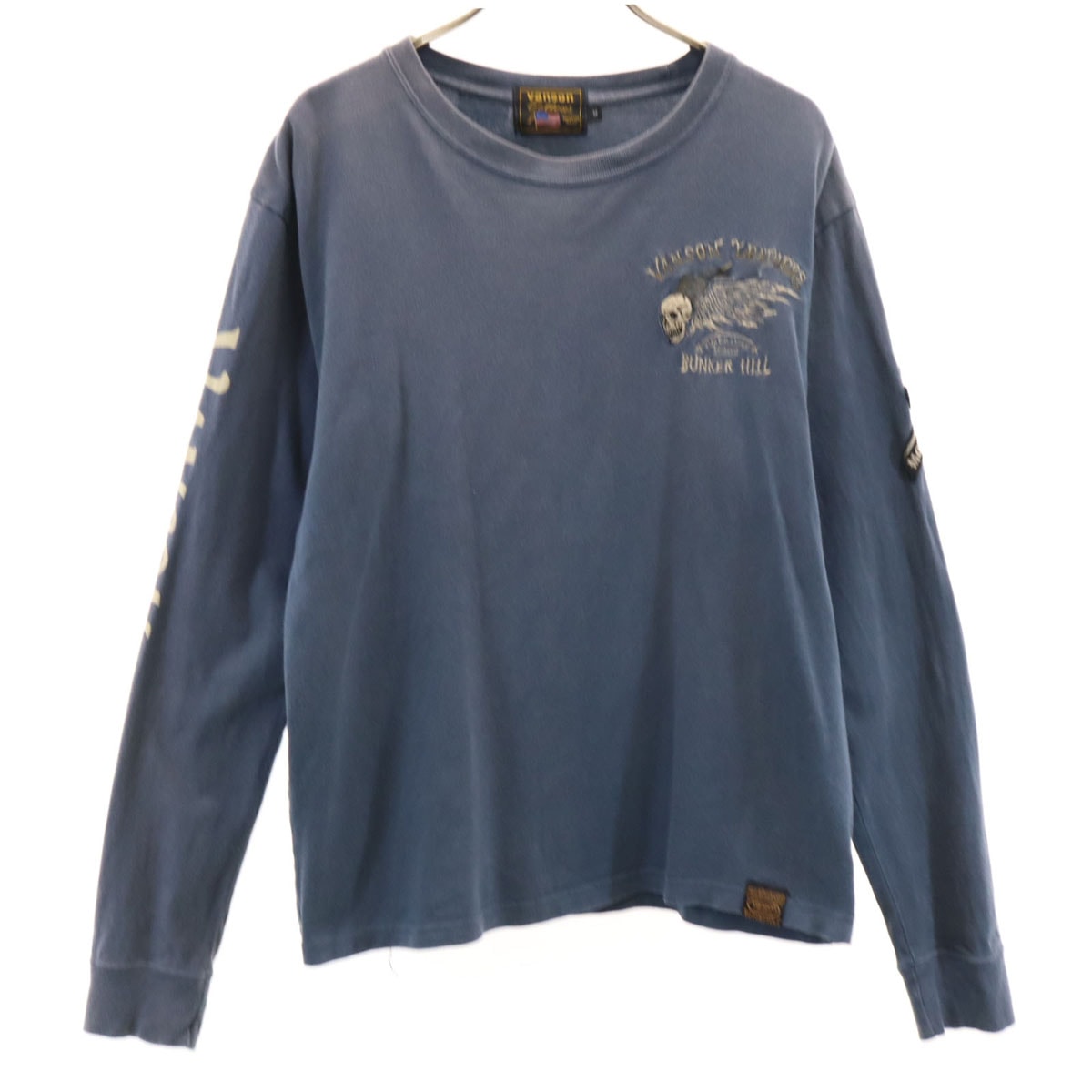 VANSON バンソン 長袖 Tシャツ M ネイビー ドクロ ロンT