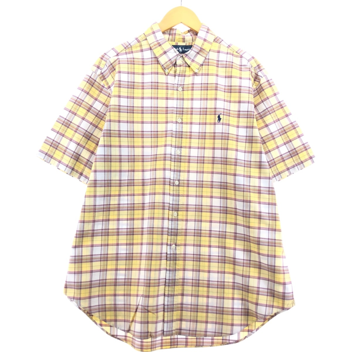 古着 ラルフローレン Ralph Lauren CLASSIC FIT クラシックフィット 半袖 ボタンダウン チェックシャツ メンズXL相当/eaa560659