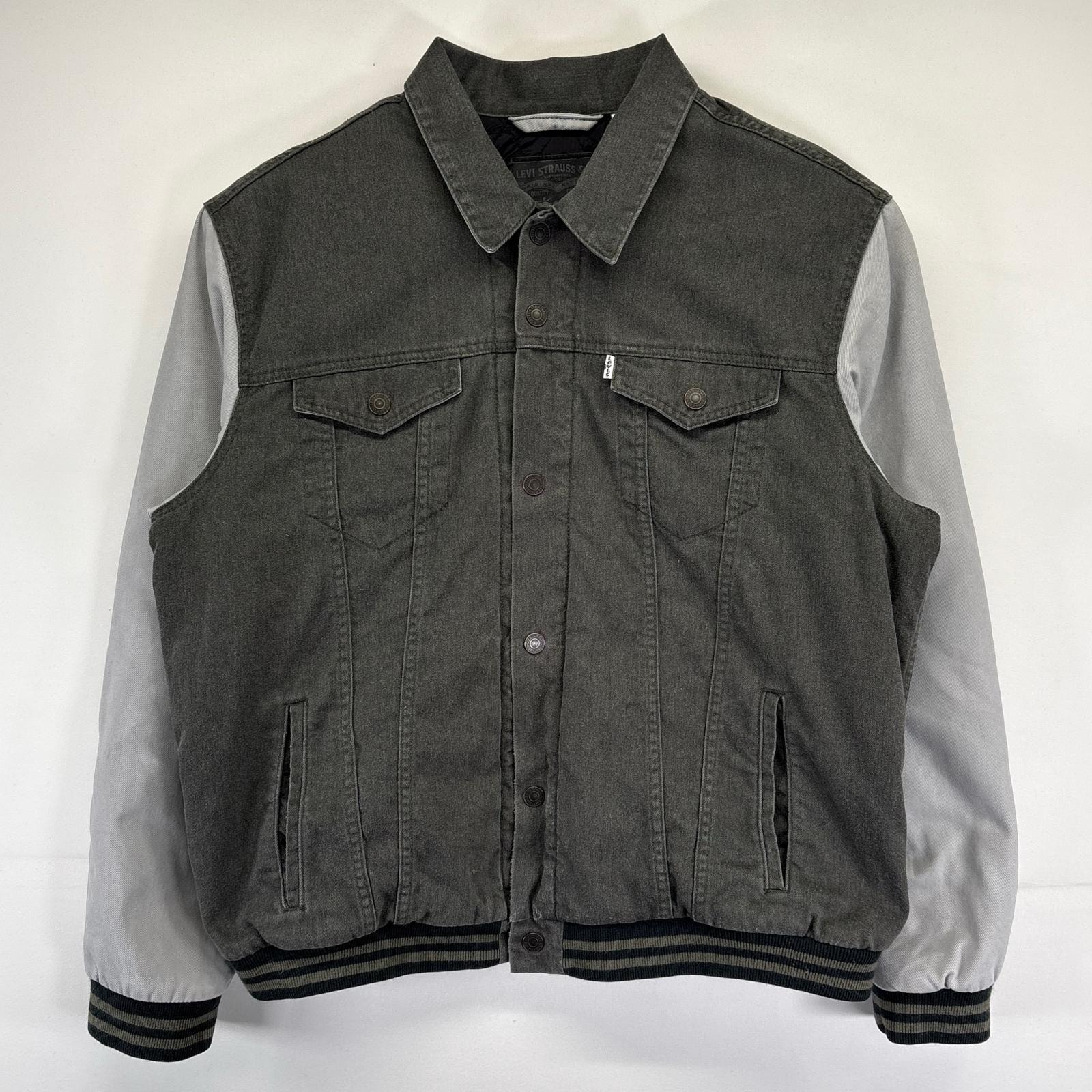 古着 リーバイス Levi's スタジャン 大きいサイズ アワードジャケット ツートン 中綿  デニム切り替え 2XL  グレー系 メンズ
