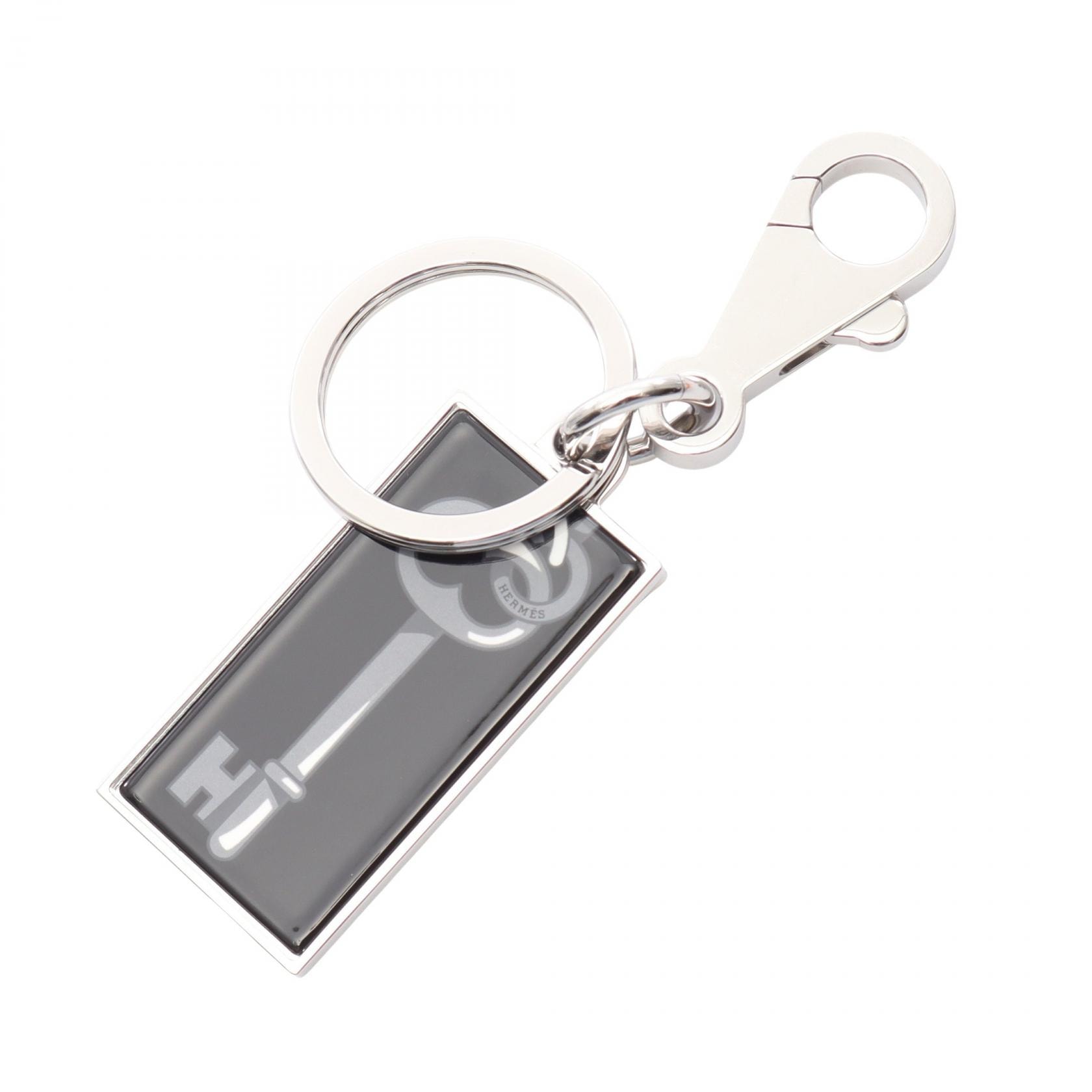 エルメス HERMES イリュージョン キーリング付き チャーム アクセサリー メタル レディース ブラック系 / シルバー系 【中古】