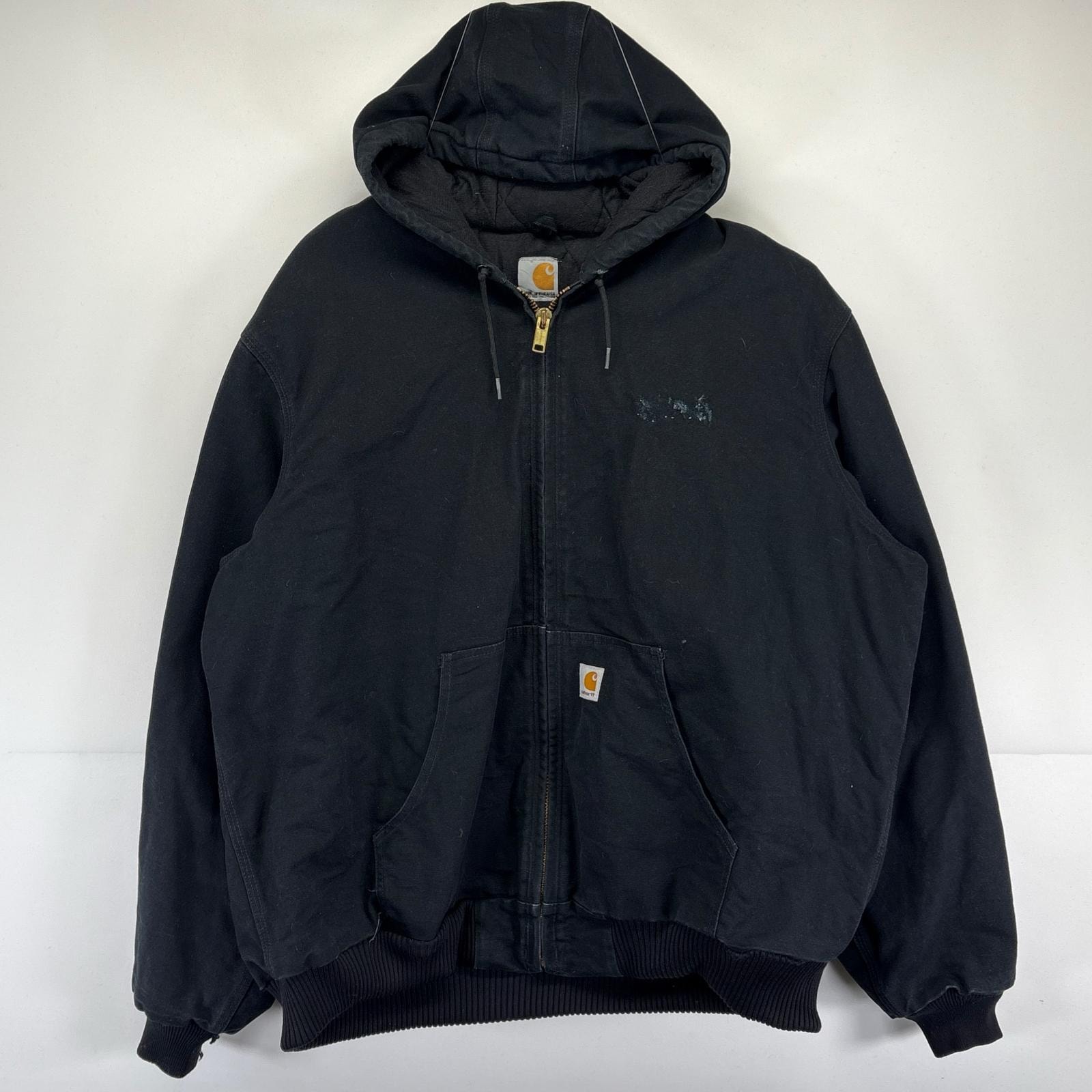 古着 カーハート Carhartt USA製 ワークジャケット 大きいサイズ アクティブジャケット ワーク ワンポイントロゴ 2XL  ブラック メンズ