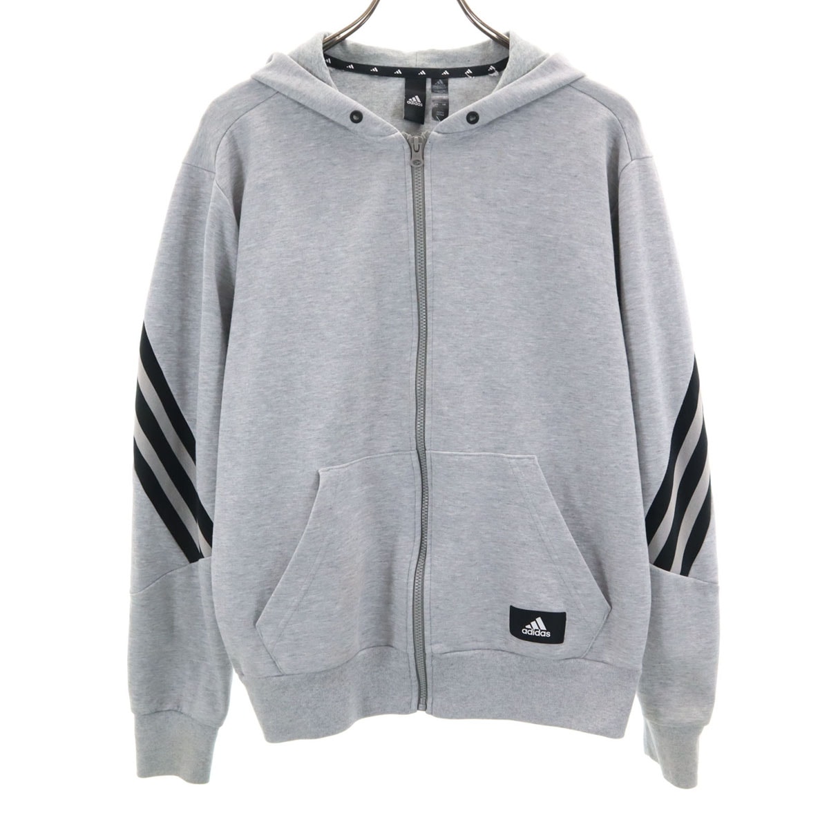adidas アディダス 長袖 ジップパーカー M ライトグレー