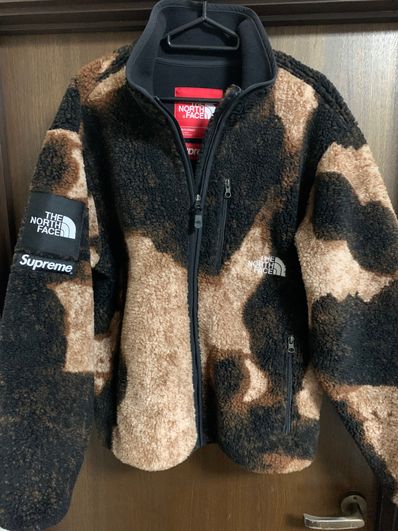 Supreme x The North Face Bleached Denim Print Fleece Jacket "Black"
