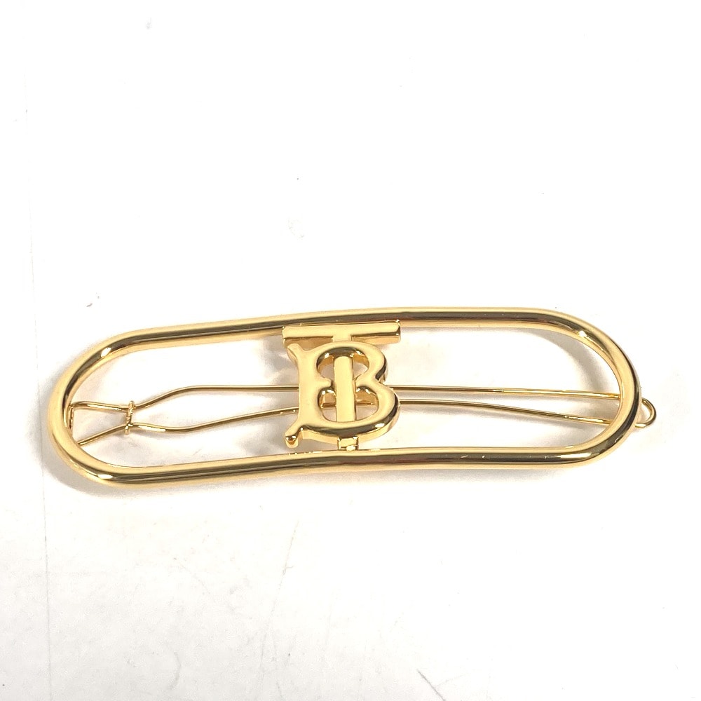 バーバリー BURBERRY TB ロゴ ヘアアクセサリー ヘアピン バレッタ メタル ゴールド 未使用