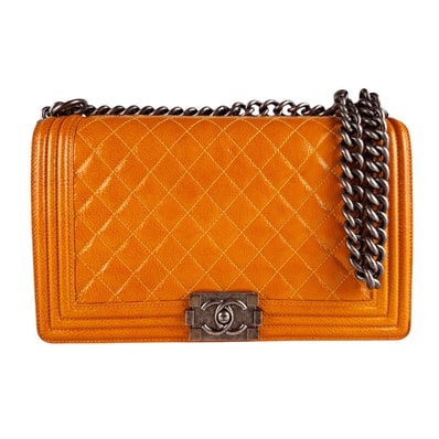 シャネル CHANEL ショルダーバッグ ボーイシャネル/コーティングレザー オレンジ レディース【中古】 z10340