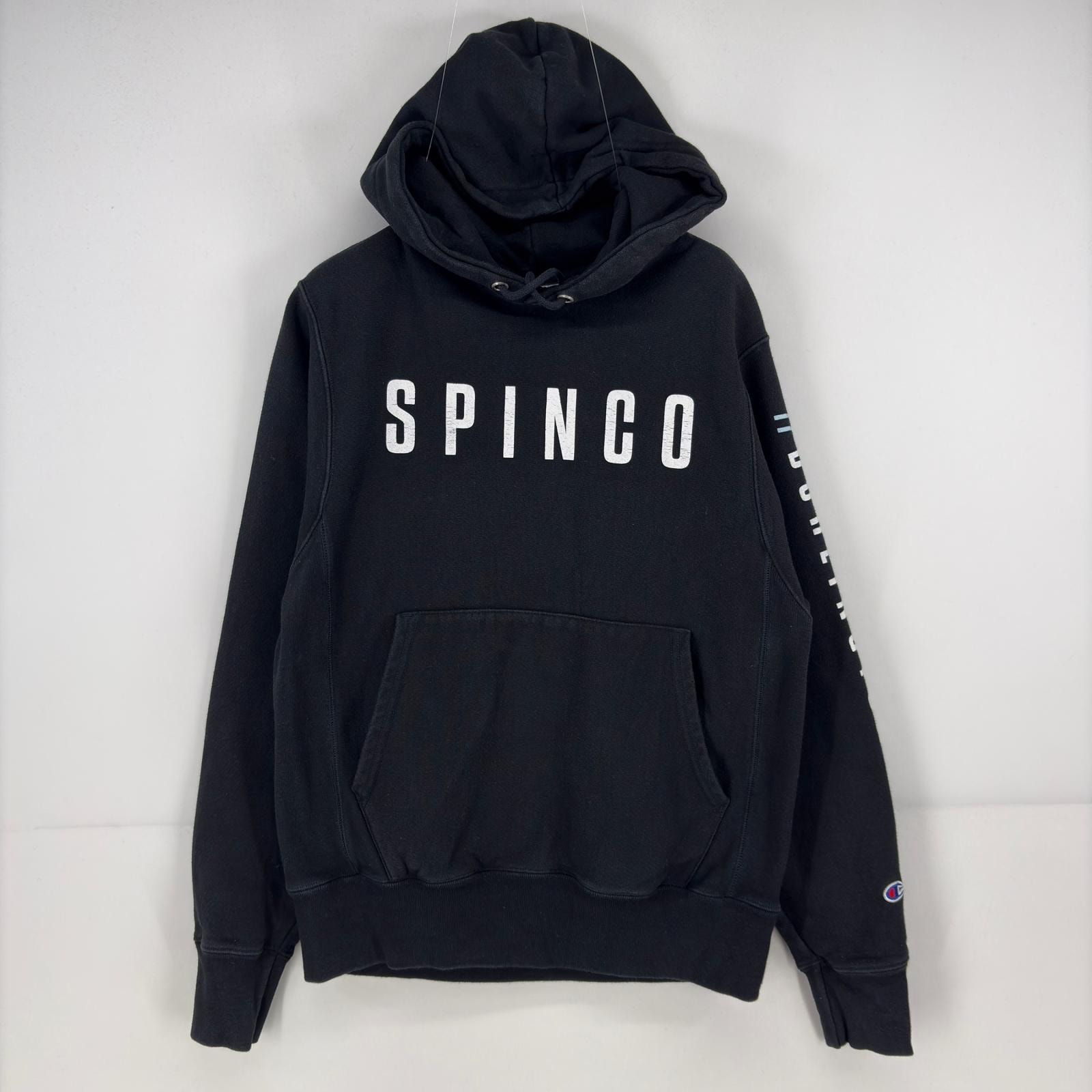 古着 チャンピオン Champion パーカー スウェット リバースウィーブ プルオーバー プリント S  ブラック メンズ