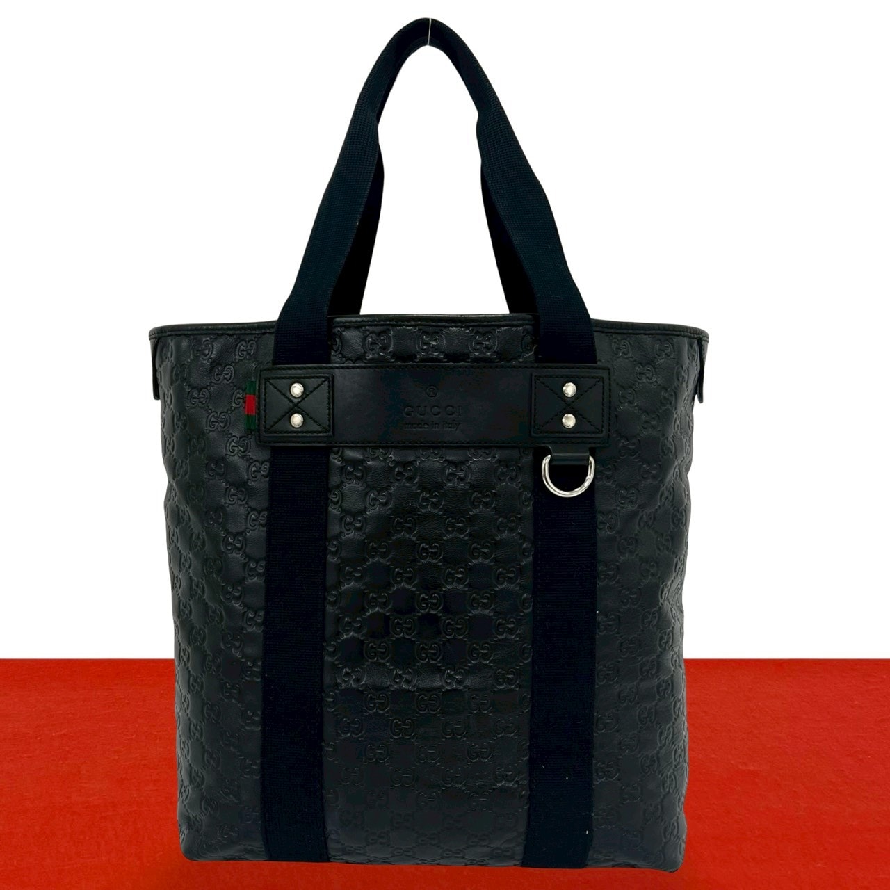 GUCCI シェリー　GG トートバッグ　 ブラック レザー　シマ B (目立った傷や汚れなし)】GUCCI グッチ シェリーライン グッチシマ