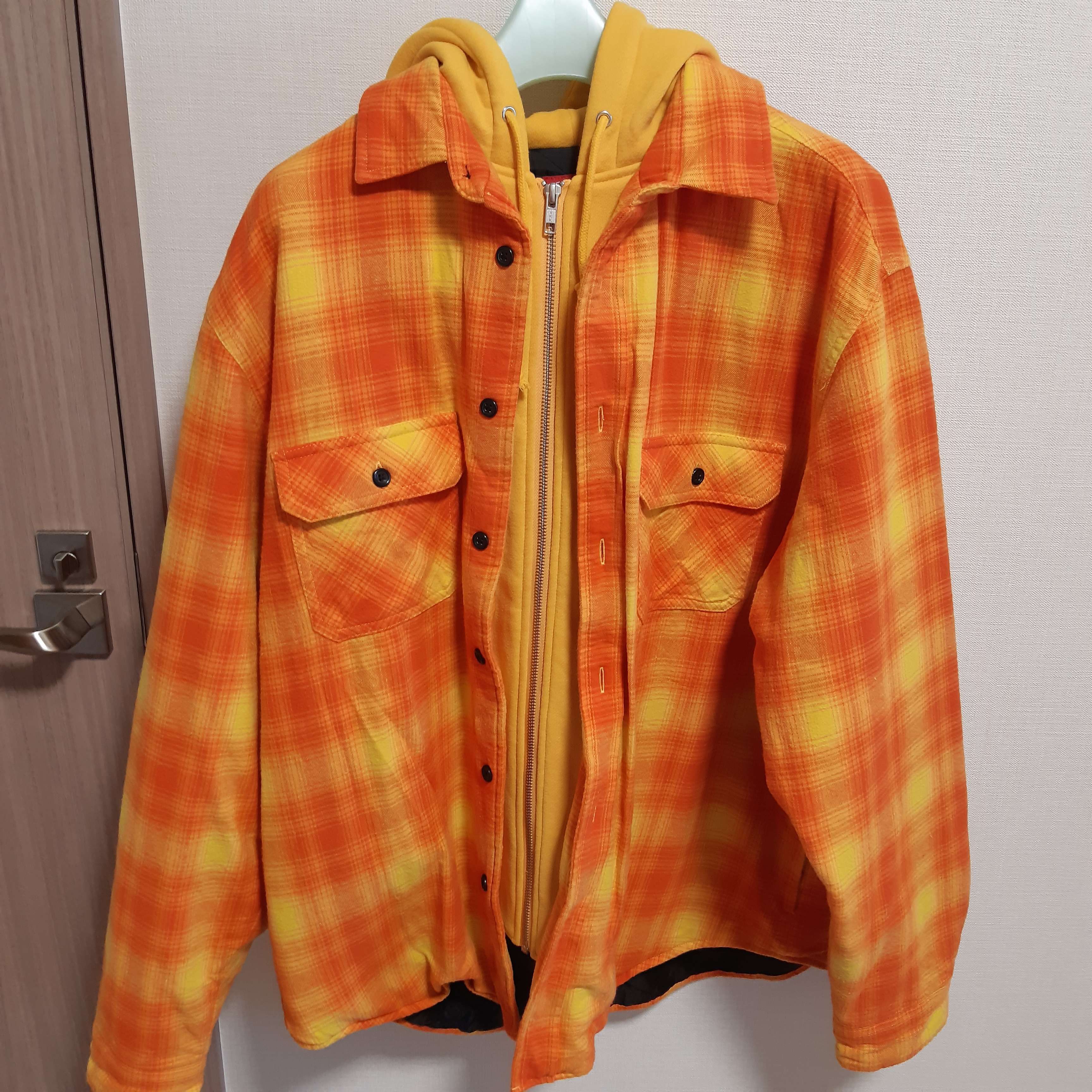 Supreme Hooded Flannel Zip Up Shirt "Orange"