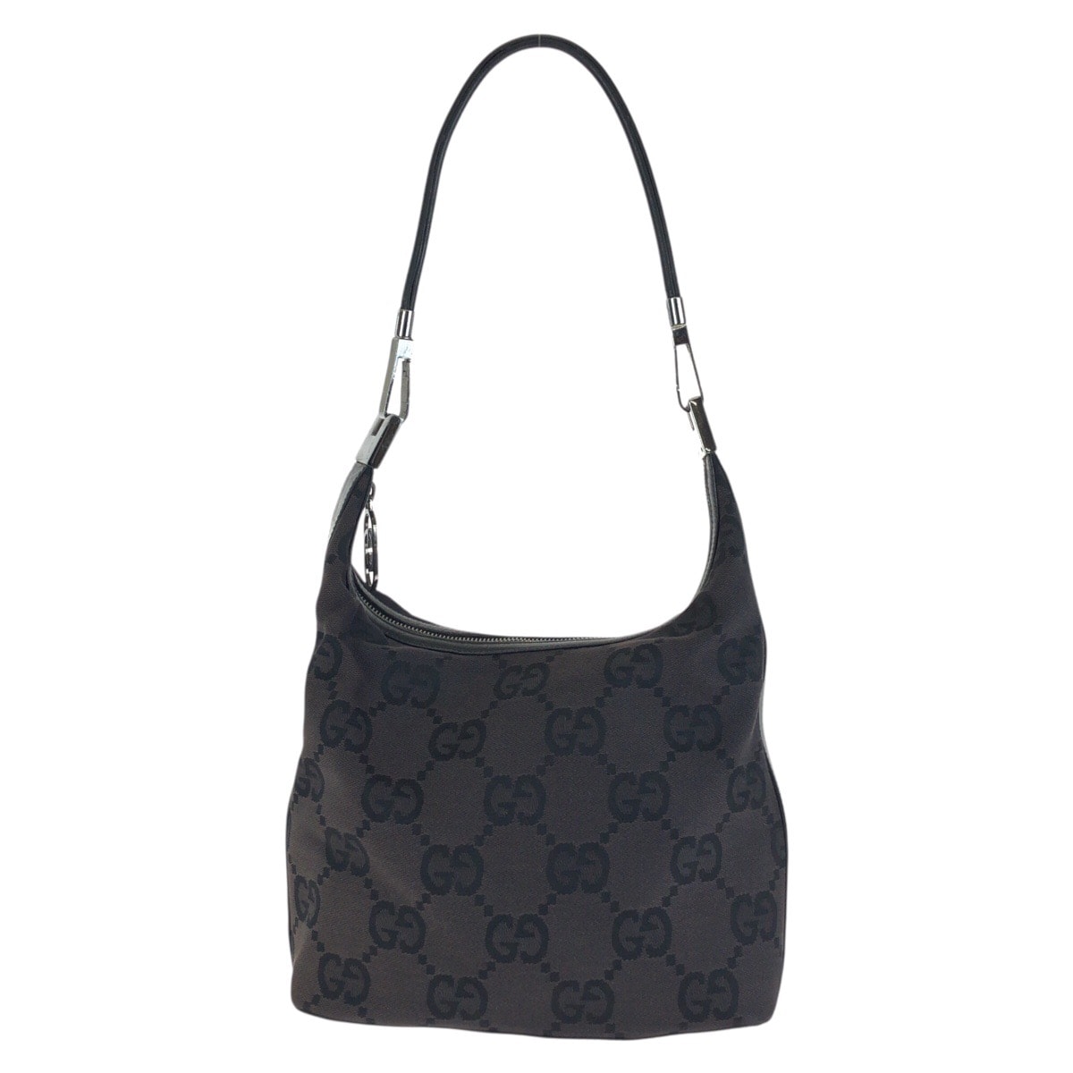 GUCCI グッチ ホーボー ビッグGG ブラック 黒 シルバー金具 GGキャンバス レザー/ ショルダーバッグ 603329 【中古】