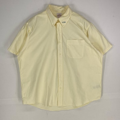 古着 ブルックスブラザーズ Brooks Brothers 半袖シャツ 胸ポケット 1818 ショートスリーブ L イエロー系 ストライプ メンズ
