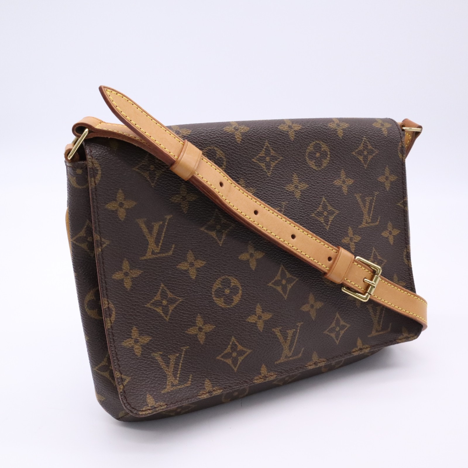 LOUIS VUITTON ルイ・ヴィトン モノグラム ミュゼット タンゴ ショート M51257 ショルダーバッグ ブラウン ベージュ コーティングキャンバス レザー レディース