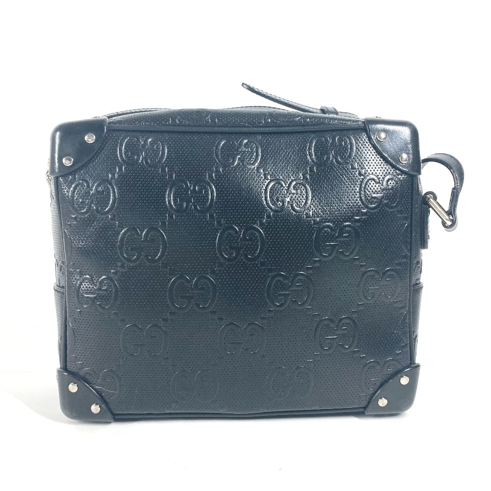 グッチ GUCCI GG エンボス ロゴ 626363 ポシェット 斜め掛け カバン ショルダーバッグ レザー ブラック