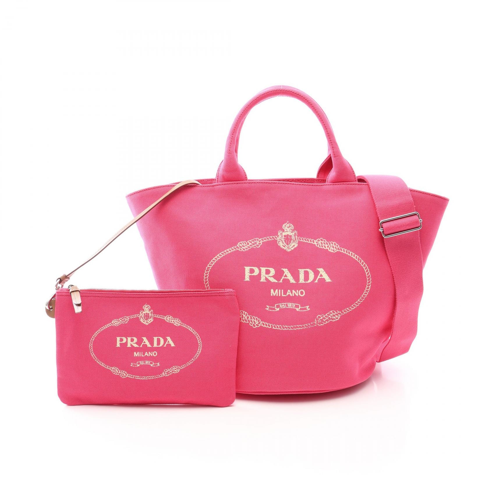プラダ PRADA CANAPA カナパ 2WAY トートバッグ バッグ キャンバス レディース ピンク系 1BG163 【中古】