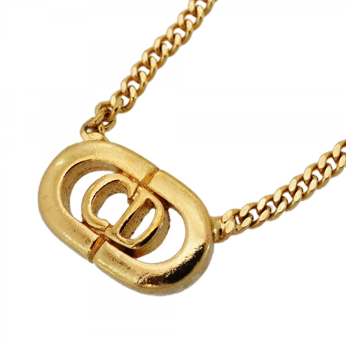 【6jcb0958-k】クリスチャンディオール ネックレス CDロゴ GPメッキ ゴールド【中古】レディース