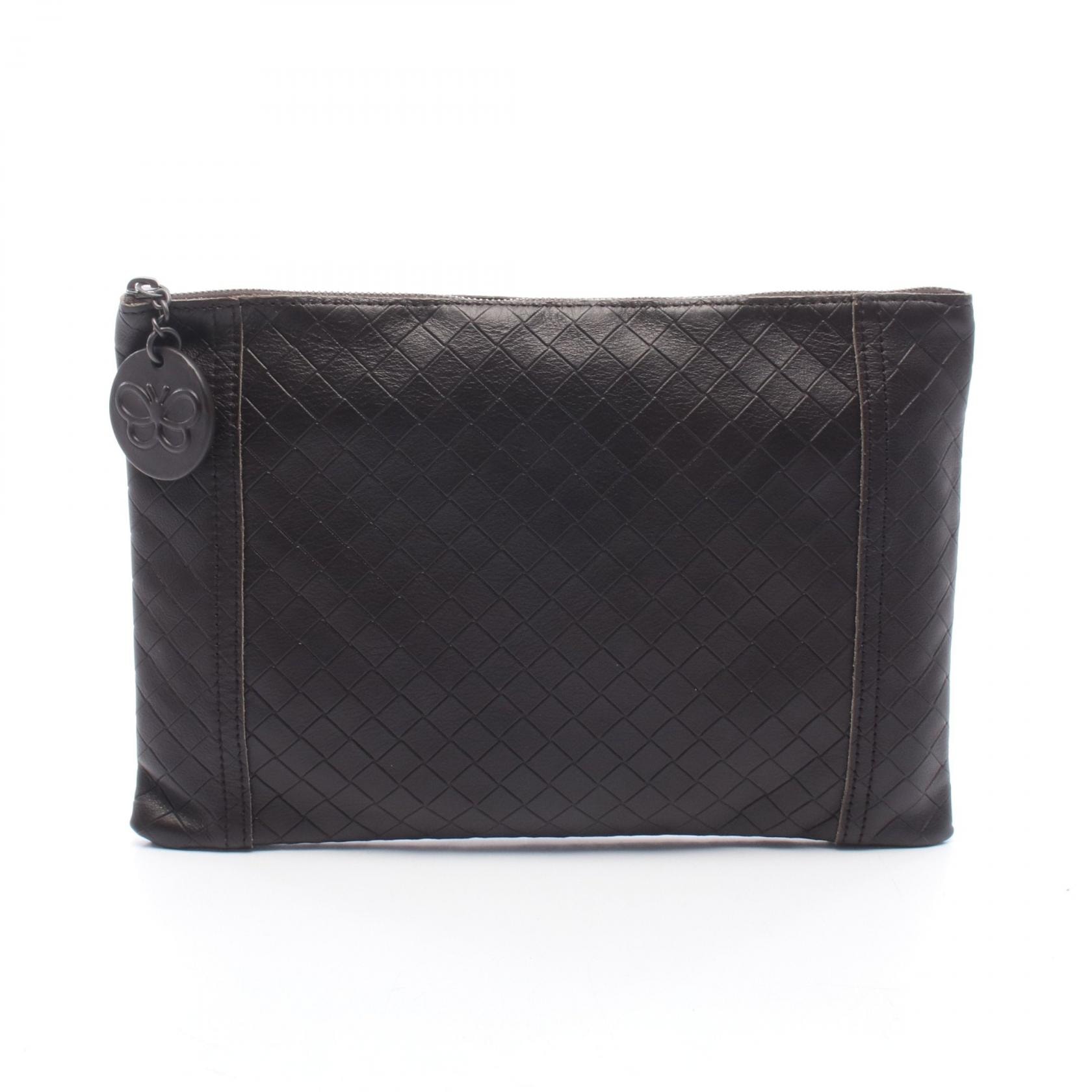 ボッテガヴェネタ BOTTEGA VENETA イントレチャート 型押し セカンドバッグ クラッチバッグ バッグ レザー メンズ レディース ブラウン系 【中古】