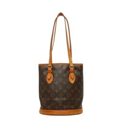 ルイ ヴィトン モノグラム バケットPM ショルダーバッグ M42238 ブラウン PVC レザー レディース LOUIS VUITTON 中古
