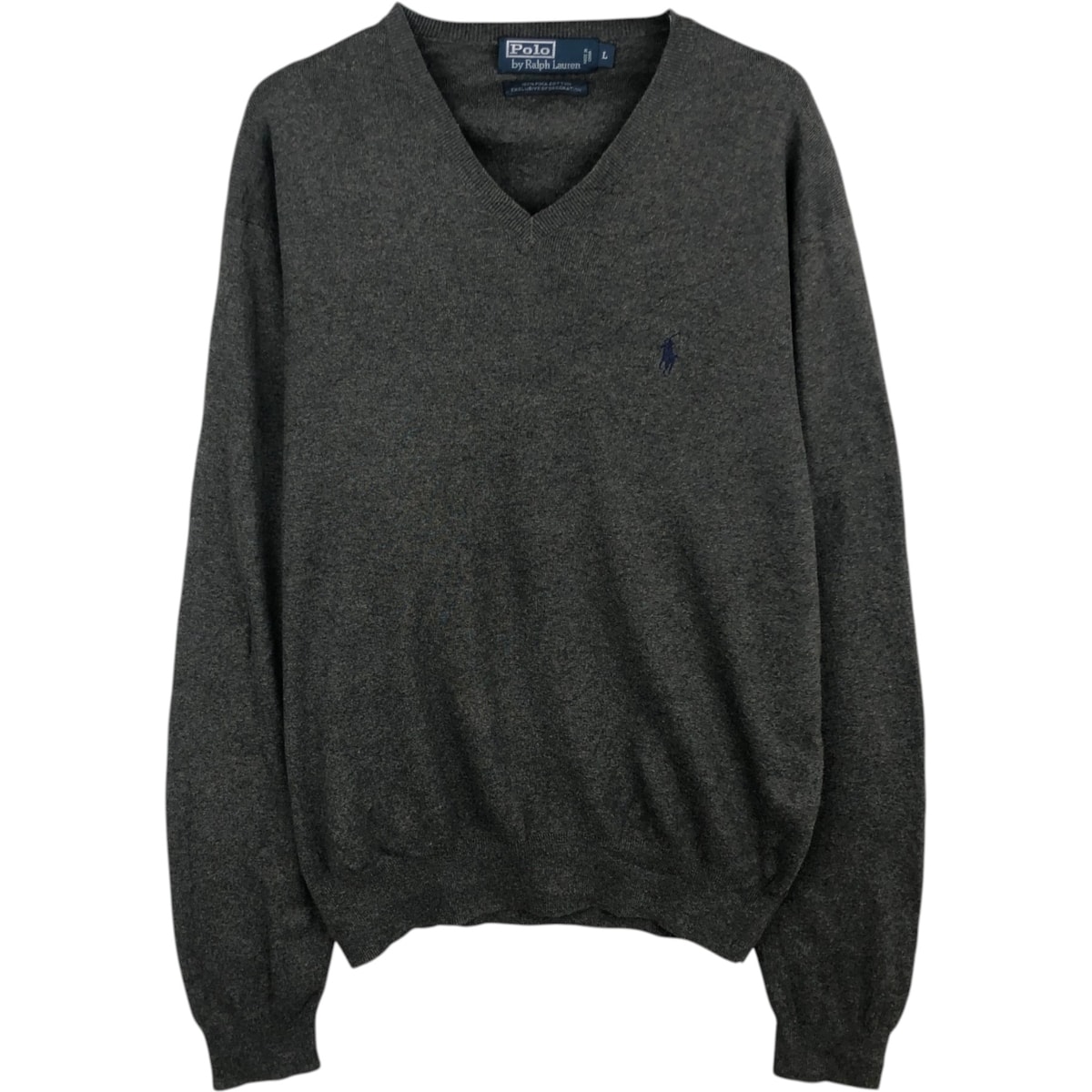 古着 ラルフローレン Ralph Lauren POLO by Ralph Lauren Vネック ピマコットンニットセーター メンズL相当/eaa627561