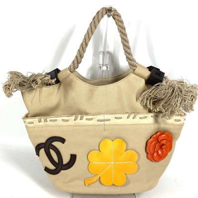 シャネル CHANEL CC ココマーク ロゴ デカココ フィッシュネット カバン ショルダーバッグ 肩掛け カバン ハンドバッグ キャンバス ベージュ