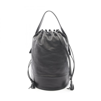ジルサンダー JIL SANDER ドローストリング フリンジ 2WAY ショルダーバッグ バッグ レザー レディース ブラック系 【中古】