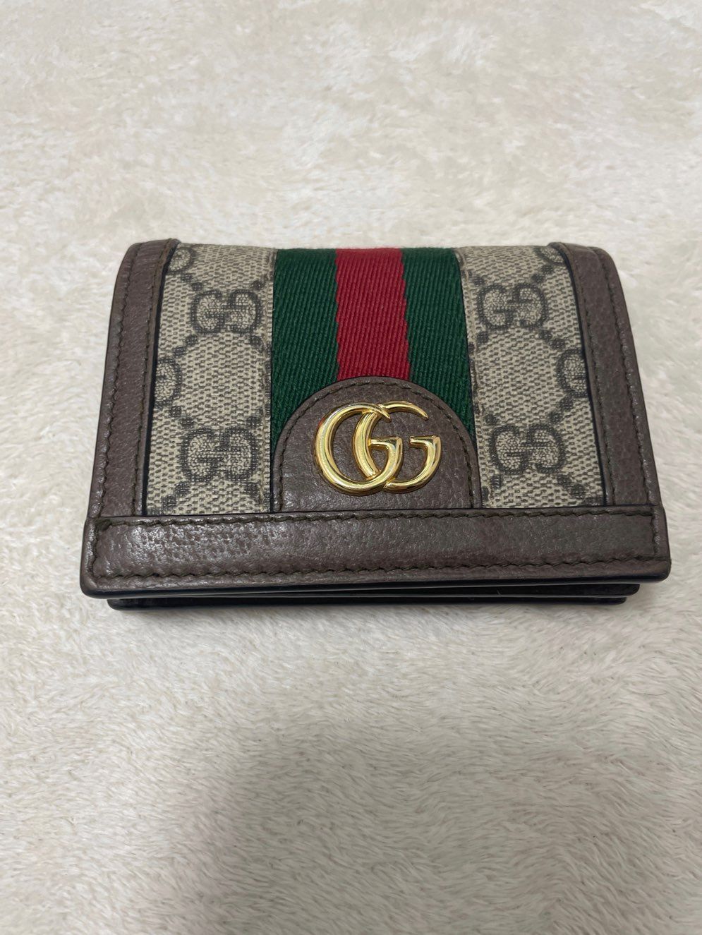 GUCCI GG Supreme Ophidia GG Card Case Wallet "Beige/Ebony"