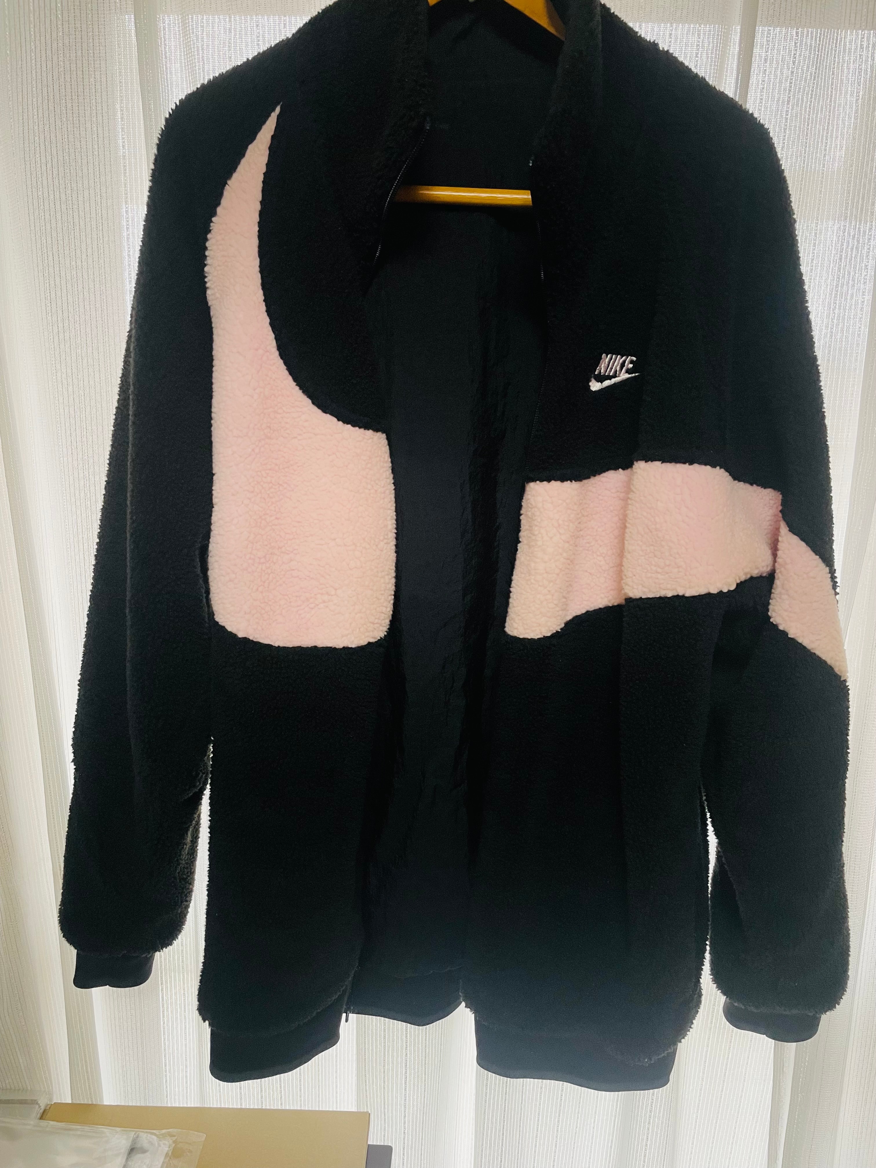 Nike Big Swoosh Reversible Boa Jacket "Black/Prism Pink"