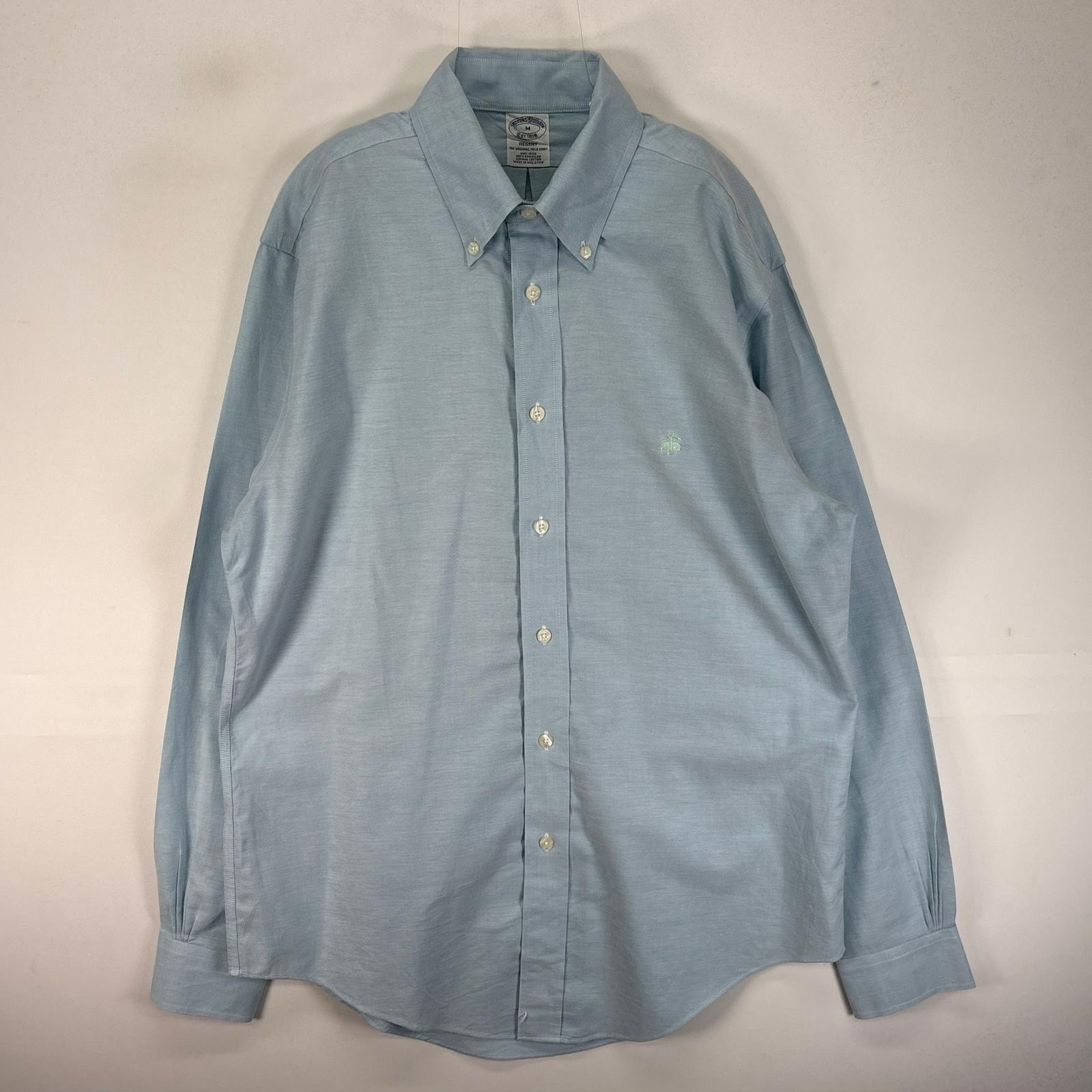 古着 ブルックスブラザーズ Brooks Brothers 長袖シャツ ボタンダウン ワンポイント 1818 M  ブルー系 無地 メンズ