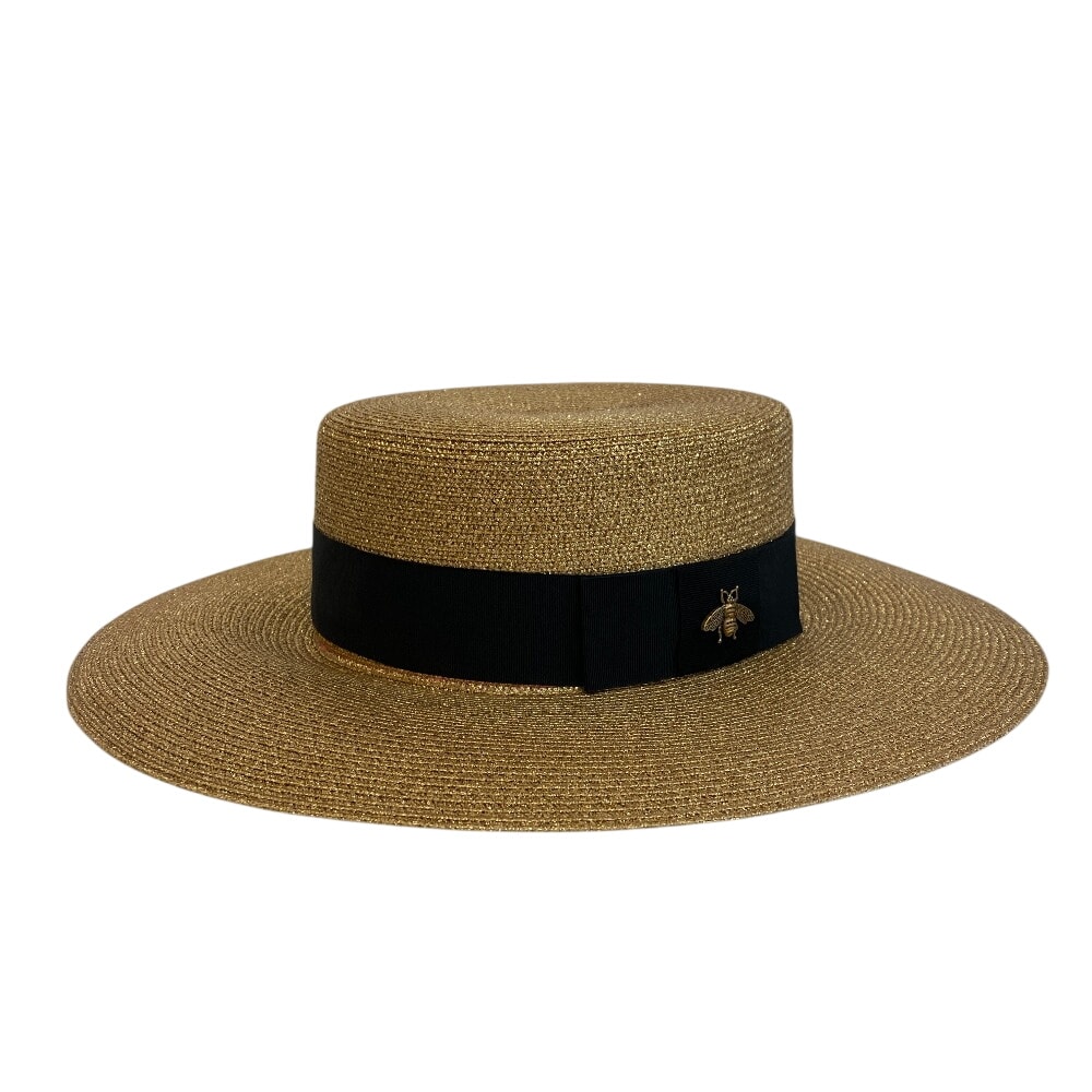 グッチ GUCCI ハット ビー ラメペーパーハット ブラック