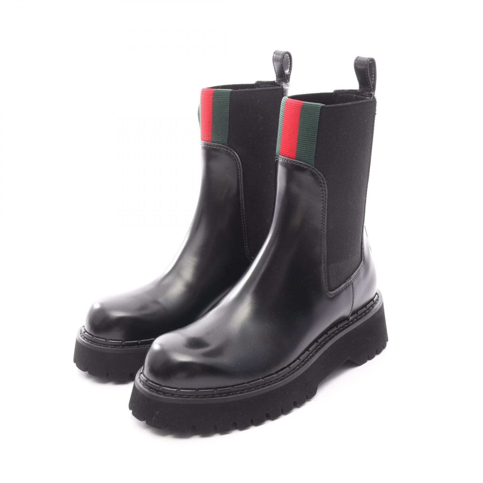 未使用に近い】グッチ GUCCI シェリーライン ブーツ 靴 レザー