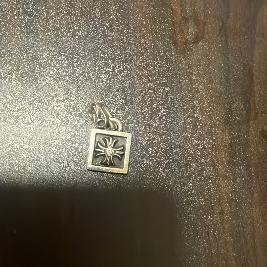 Chrome Hearts 18K Framed CH Plus Pave Diamond Charm "White Gold"